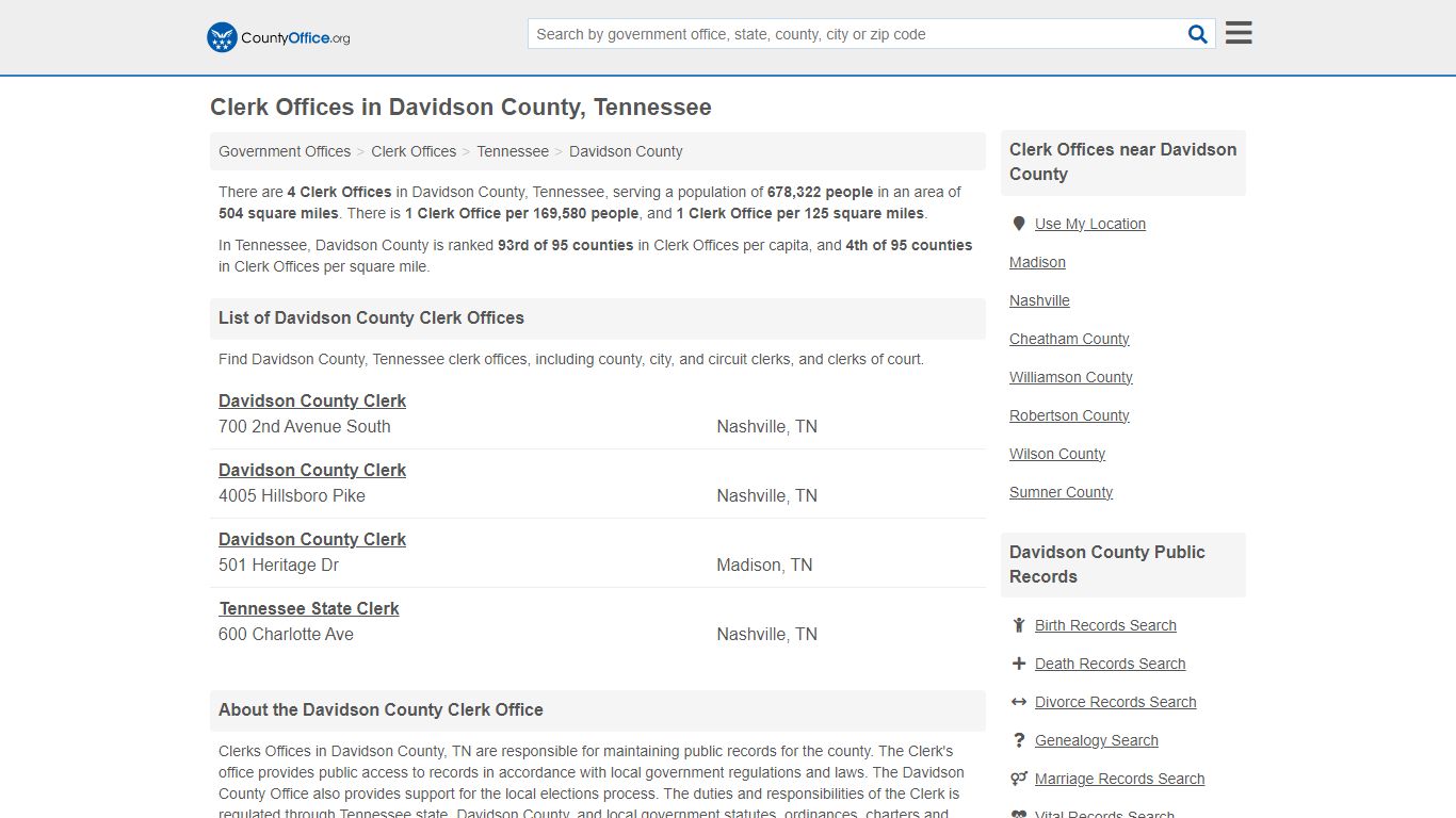 Clerk Offices - Davidson County, TN (County & Court Records)